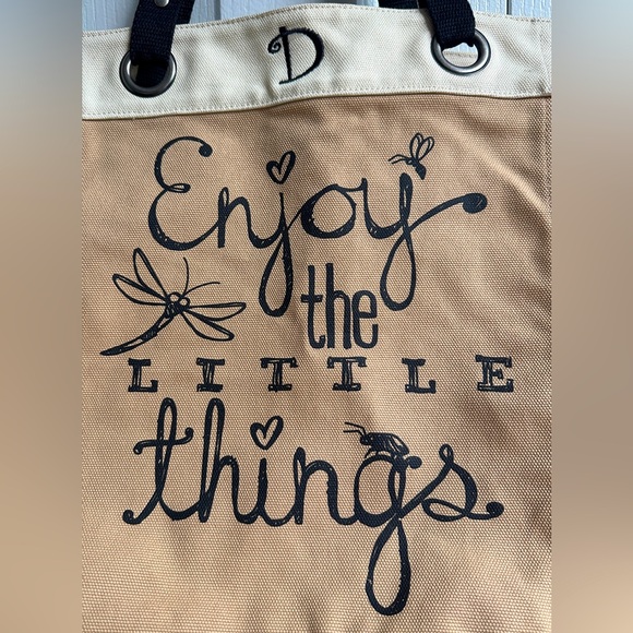 Thirty-One Tan & Cream Canvas Tote Bag - Earth Tone Bag, Letter D Tote Bag - Picture 6 of 8